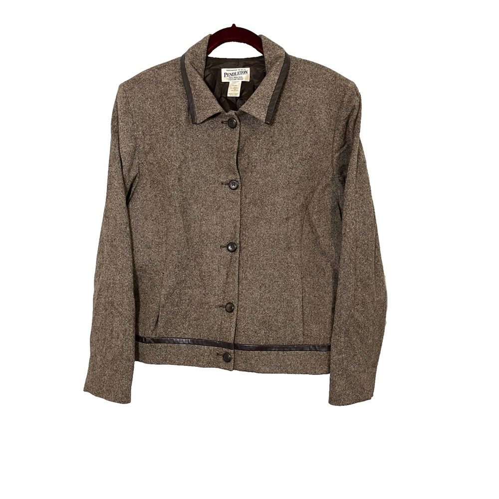 Vintage Tweed Wool Blazer M Preppy Neutral Classic Chic Tailored Academia Retro